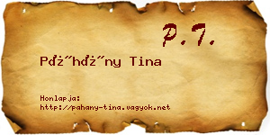 Páhány Tina névjegykártya